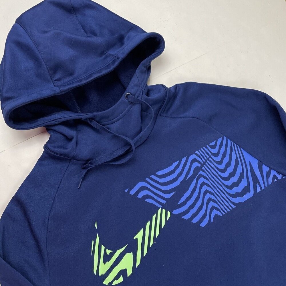 Nike Hoodie Sweatshirt Men’s M Dri Fit Navy Blue High Scuba Neck Zip Pocket